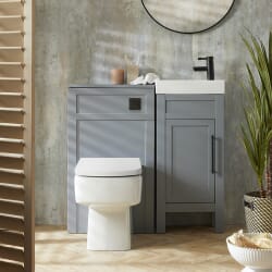 Set da Bagno con Mobile Tradizionale Grigio Chiaro da 400mm con Lavabo e Mobile WC con Sanitario Filo Parete Sandford - Scelta delle Maniglie - Warwick