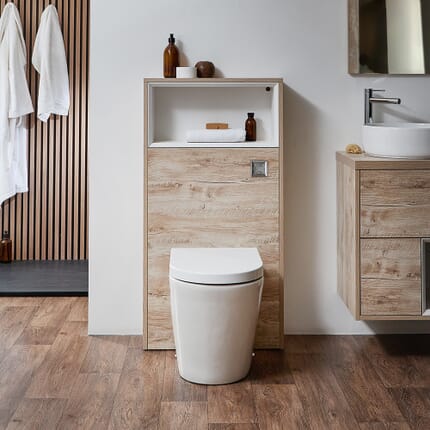 Mobile WC per Stanza da Bagno 1150mm Colore Rovere Chiaro Design Aperto - Hoxton
