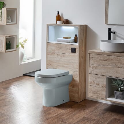 Mobile per WC da 600mm Completo di Sanitario a Filo Muro Covelly -Scelta di Finiture e Luce LED - Hoxton