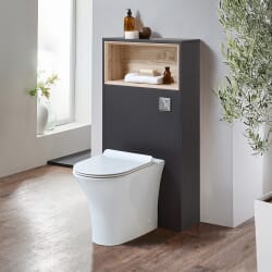 Mobile per WC da 600mm Completo di Sanitario a Filo Muro Colby con Botón de Descarga -Scelta di Finiture e Luce LED - Hoxton