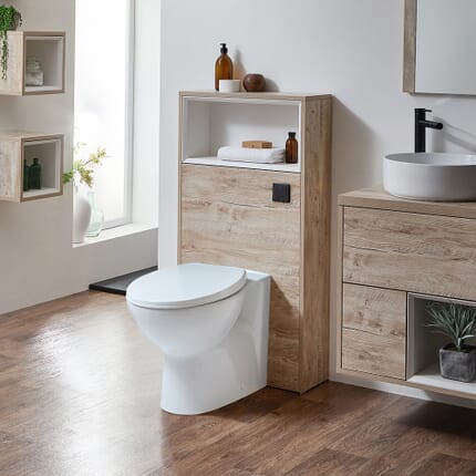 Mobile per WC da 600mm Completo di Sanitario a Filo Muro Belstone -Scelta di Finiture e Luce LED - Hoxton