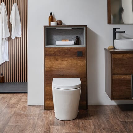 Mobile WC per Stanza da Bagno 600mm Colore Rovere Scuro Design Aperto - Hoxton