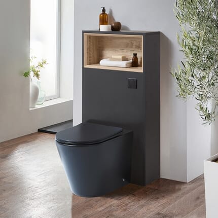 Mobile per WC da 600mm Elements Completo di Sanitario a Filo Muro -Scelta di Finiture e Luce LED - Hoxton