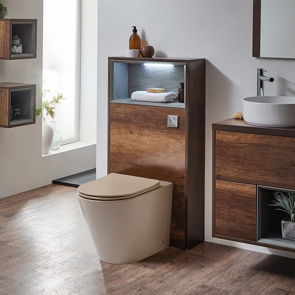 Mobile per WC da 600mm Elements Completo di Sanitario a Filo Muro -Scelta di Finiture e Luce LED - Hoxton