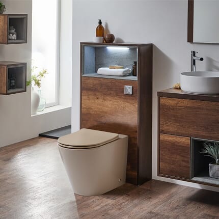 Mobile per WC da 600mm Elements Completo di Sanitario a Filo Muro -Scelta di Finiture e Luce LED - Hoxton