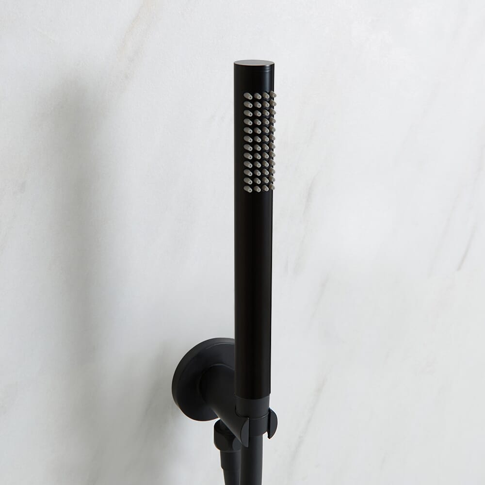 Doccetta Rotonda Moderna con Supporto Murale - Finitura Nera - Nox