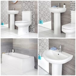 Set Bagno Moderno Completo di Vasca, Lavabo con Colonna e Sanitario Filo Parete – Covelly