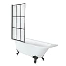 Vasca da Bagno Centro Stanza ad Angolo Tradizionale con Piedini Neri e Parete a Griglia Nero - 1685mm x 750mm - Opzione Entrata Sinistra e Destra - Oxford