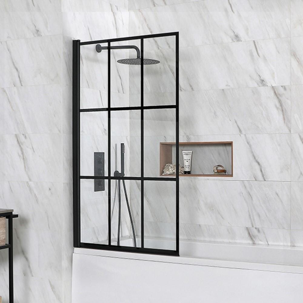 Parete Doccia per Vasca da Bagno con Griglia Nera - Barq