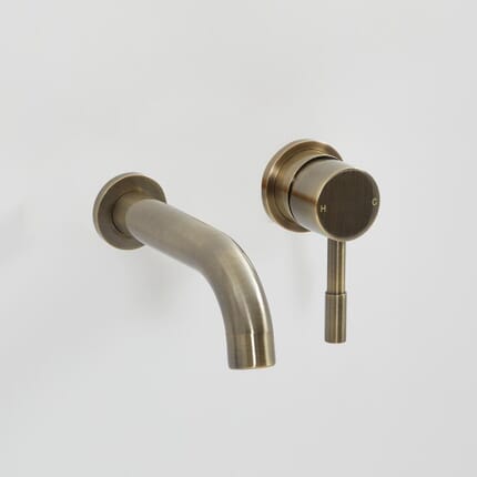 Rubinetto Miscelatore Lavabo Moderno A Parete - Ottone Spazzolato - Clarus
