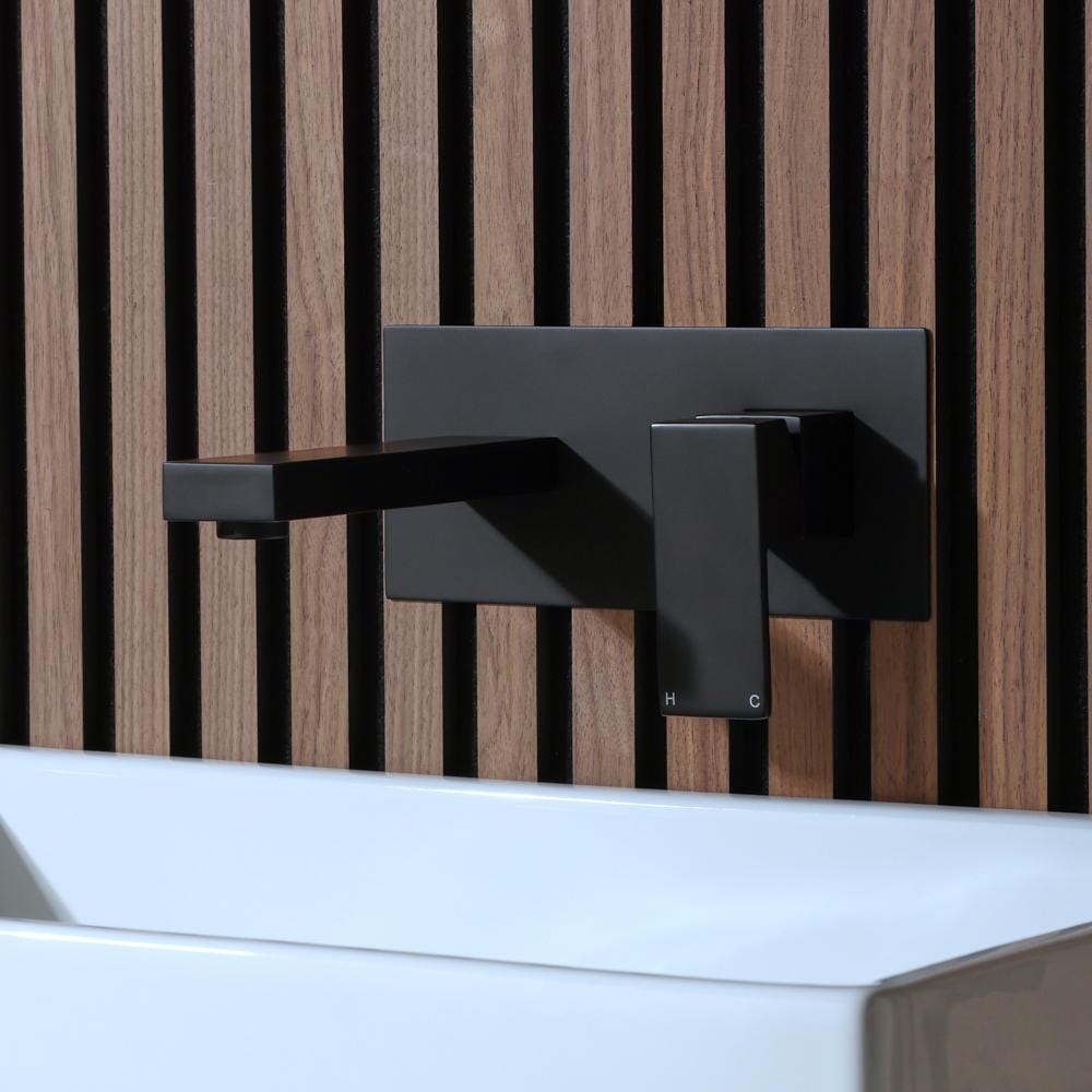 Rubinetto Miscelatore da Parete Moderno per Lavabo - Nero - Preto