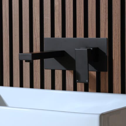 Rubinetto Miscelatore da Parete Moderno per Lavabo - Nero - Preto