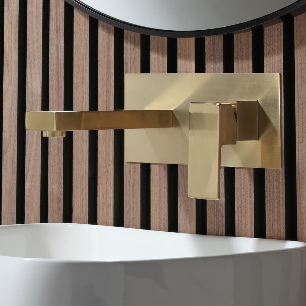 Miscelatore Moderno a Parete per Lavabo - Oro Satinato - Lyra