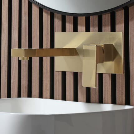 Miscelatore Moderno a Parete per Lavabo - Oro Satinato - Lyra