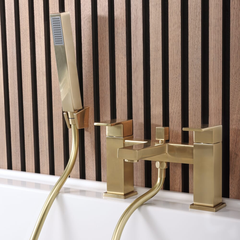 Miscelatore per Vasca da Bagno con Doccia - Oro Satinato - Lyra