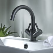 Rubinetto Miscelatore Moderno per Lavabo Monoforo con Beccuccio Girevole - Nero - Nox