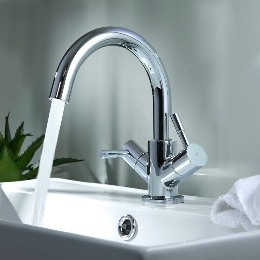 Rubinetto Miscelatore Moderno per Lavabo Monoforo con Beccuccio Girevole - Cromato - Como