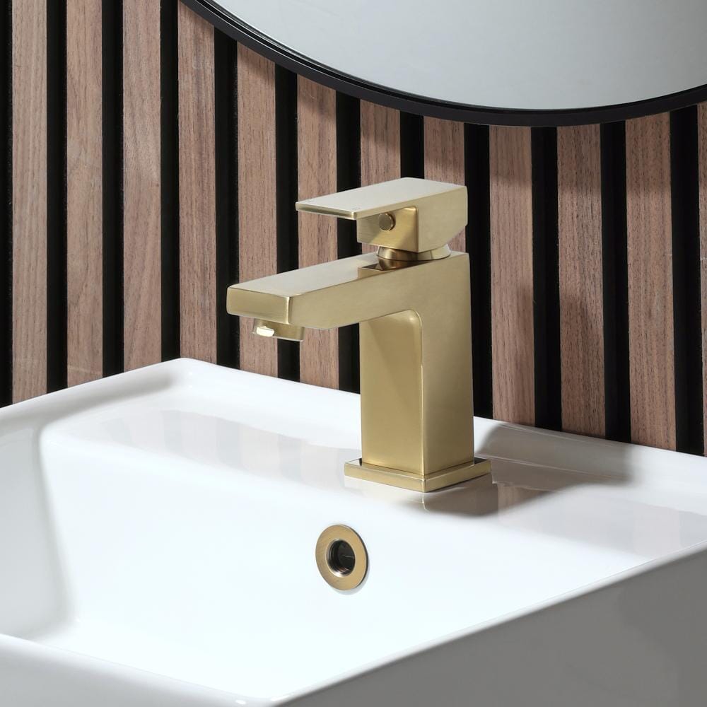Miscelatore Moderno per Lavabo Monoforo - Oro Satinato - Lyra