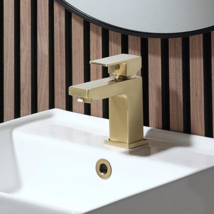 Miscelatore Moderno per Lavabo Monoforo - Oro Satinato - Lyra