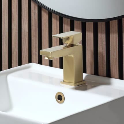 Miscelatore Moderno per Lavabo Monoforo - Oro Satinato - Lyra