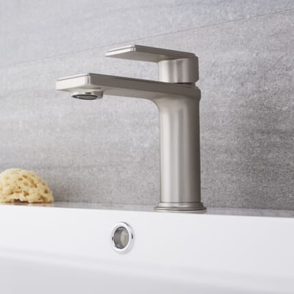 Rubinetto Miscelatore Moderno per Lavabo Colore Nichel con Finitura Spazzolata - Aldwick