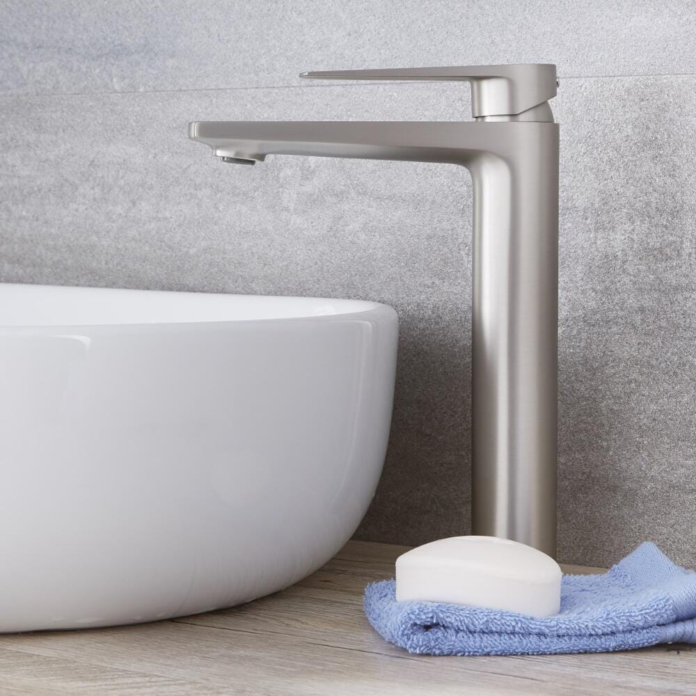 Rubinetto Miscelatore Alto Colore Nichel con Finitura Spazzolata per Lavabo - Harting