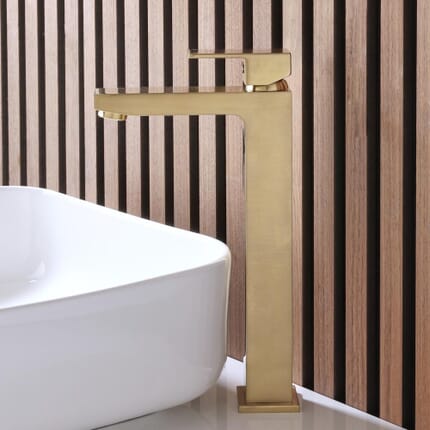 Miscelatore Moderno Alto per Lavabo Monoforo - Oro Satinato - Lyra