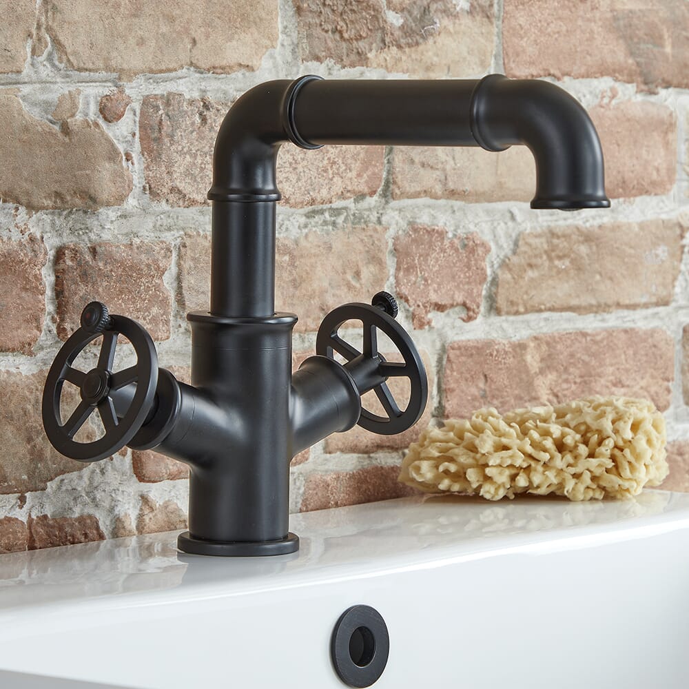Miscelatore per Lavabo Monoforo in Stile Industriale - Nero - Zandra