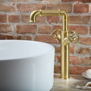 Miscelatore Alto Monoforo per Lavabo in Stile Industriale - Oro Satinato - Zandra