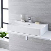 Lavabo Bagno da Appoggio Sospeso in Ceramica Rettangolare 800x415mm con Rubinetto Miscelatore - Exton