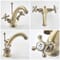 Rubinetto Miscelatore Lavabo Monoforo Design Tradizionale con Maniglie a Croce Finitura Effetto Oro Spazzolato - Elizabeth