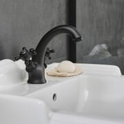 Rubinetto Miscelatore Monoforo per Lavabo con Maniglie a Croce - Nero - Elizabeth