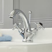 Rubinetto Miscelatore Lavabo Monoforo Tradizionale Cromato e Nero con Maniglie a Croce  - Elizabeth