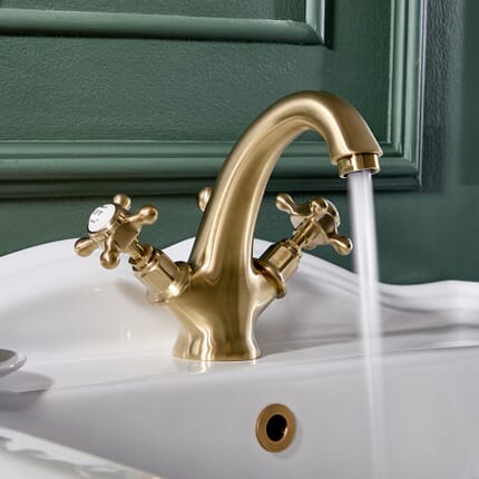 Rubinetto Miscelatore Lavabo Monoforo Design Tradizionale con Maniglie a Croce Disponibile in Diverse Finiture - Elizabeth