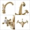 Rubinetto Miscelatore Lavabo Monoforo Tradizionale con Maniglie a Croce - Oro Satinato - Elizabeth