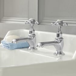 Coppia Rubinetti Singoli per Lavabo Tradizionale - con Maniglie a Croce - Disponibile in Diversi Colori - Elizabeth