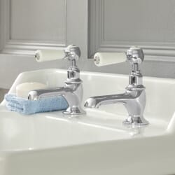 Coppia Rubinetti Singoli per Lavabo Design Tradizionale Finitura con Maniglie a Croce Disponibile in Diversi Colori - Elizabeth