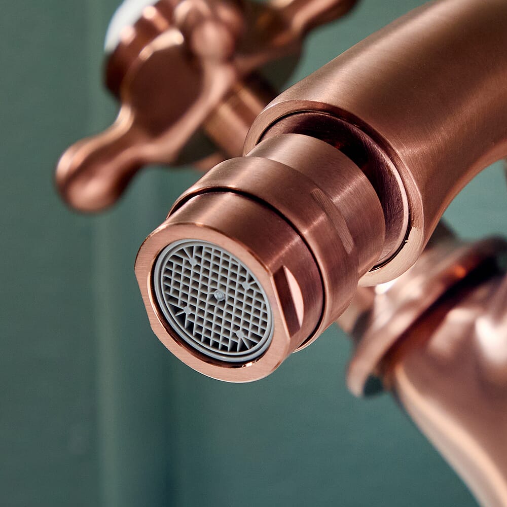 MocArt 2239 – Rubinetto A Cascata Per Lavabo, Nero E Oro Rosa, Monoforo, In Ottone, Con Nucleo In Ceramica