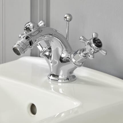 Hudson Reed Elizabeth - Rubinetto Miscelatore Bidet Monoforo Design Tradizionale con Maniglie a Croce - Nero
