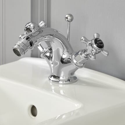 Rubinetto Miscelatore Bidet Monofo Design Tradizionale Finitura Cromata e Nera con Maniglie a Croce  - Elizabeth