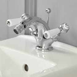 Rubinetto Miscelatore Bidet Design Tradizionale Finitura Bianca e Cromata con Maniglie a Leva - Elizabeth