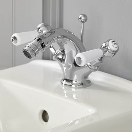 Rubinetto Miscelatore Bidet Design Tradizionale Finitura Bianca e Cromata con Maniglie a Leva - Elizabeth