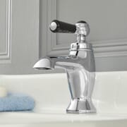 Rubinetto per Lavabo Monoforo Design Tradizionale con Maniglie a Leva Finitura Cromata e Nera - Elizabeth