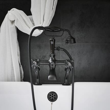 Rubinetto Bordo Vasca con Maniglie a Croce - Nero - Elizabeth