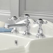 Rubinetto Miscelatore Vasca a 3 Fori Design Tradizionale Finitura Cromata e Nera Maniglie a Croce - Elizabeth