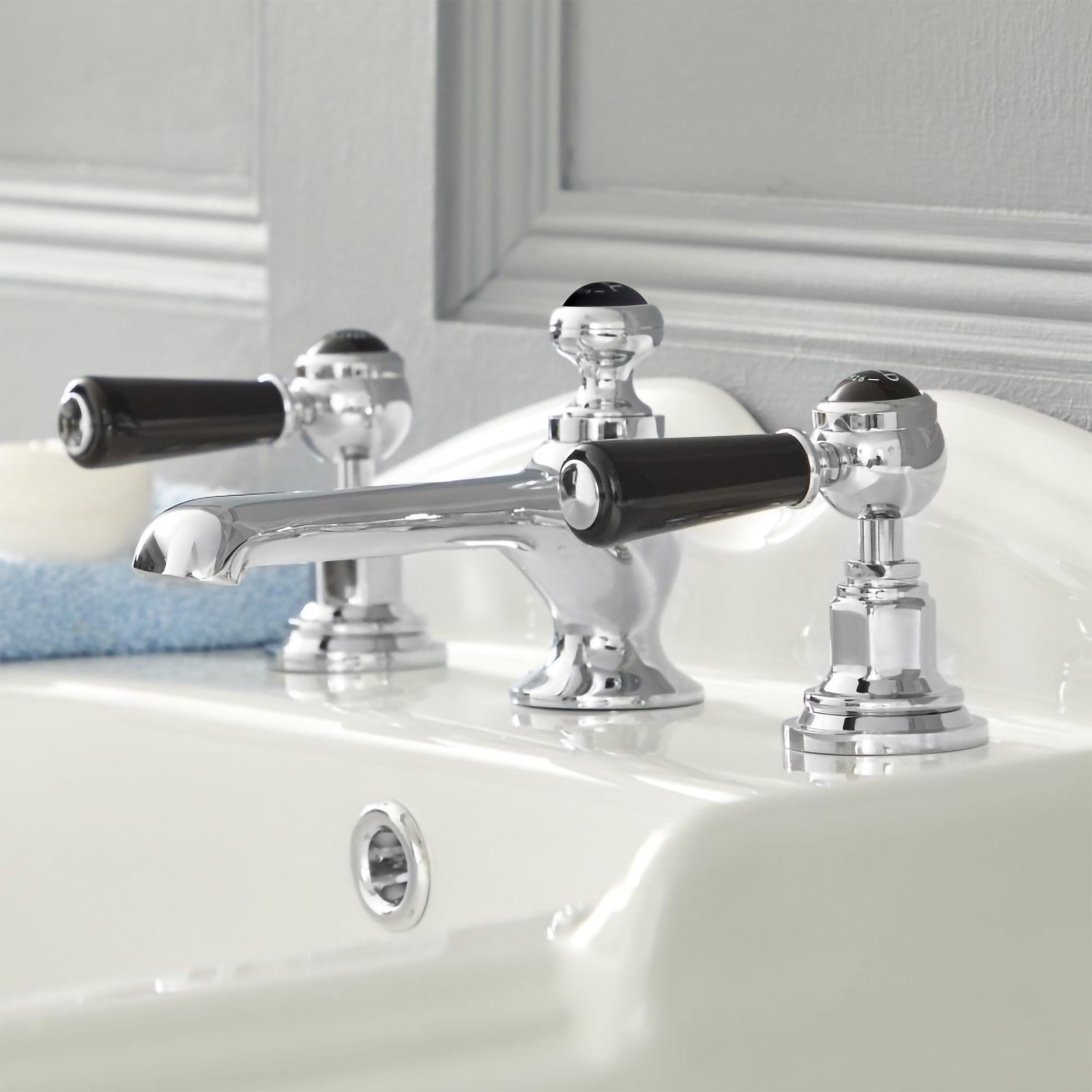 Rubinetto lavabo bagno miscelatore cromato con manopole completo di piletta  - Le Chic Arredamenti