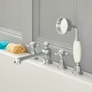 Rubinetto Miscelatore Vasca a 4 Fori con Doccetta Design Tradizionale con Maniglie a Croce Disponibile in Diversi Colori - Elizabeth