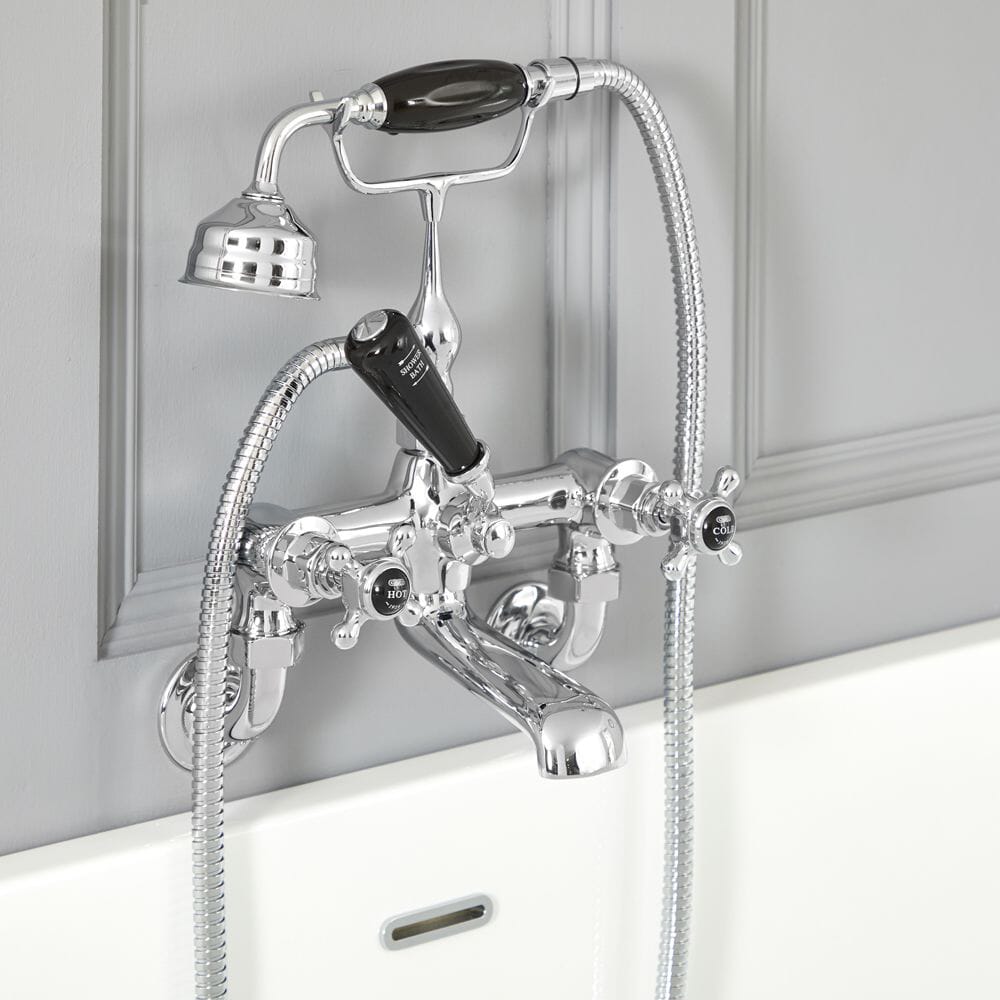 Hudson Reed Elizabeth -  Rubinetto Miscelatore Vasca Murale Design Tradizionale con Maniglie a Croce Disponibile in Diverse Finiture