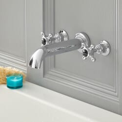 Rubinetto Erogatore Murale Vasca a 3 Fori Tradizionale Finitura con Maniglie a Croce Disponibile in Diversi Colori - Elizabeth