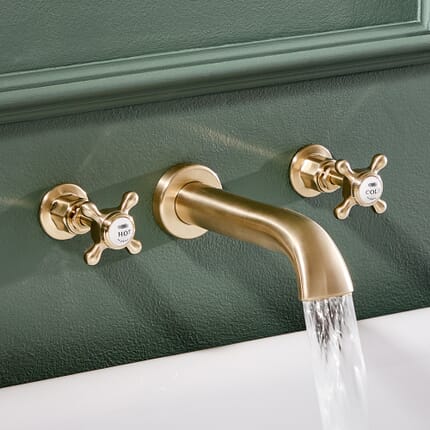 Rubinetto Tradizionale a Parete per Vasca da Bagno a 3 Fori - Oro Satinato - Elizabeth